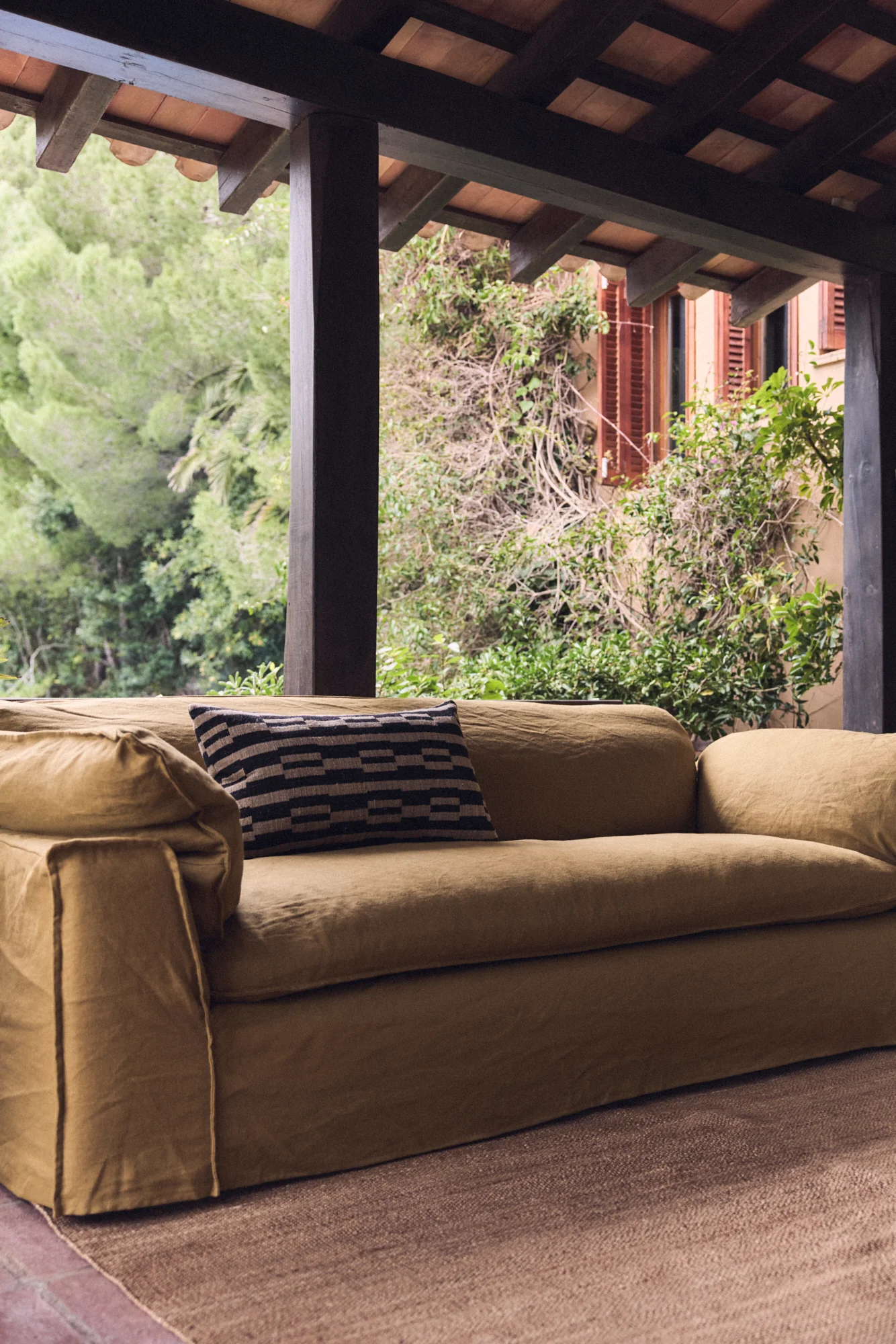 Nomad Couch: 244cm, Linen, Burnt Ochre - Image 5