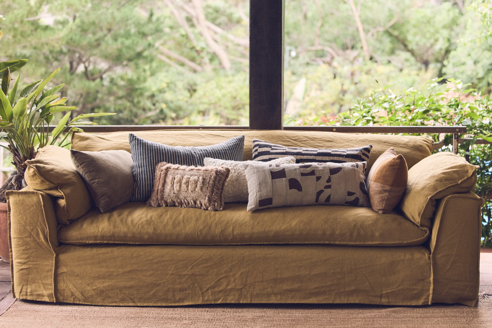 Nomad Couch: 244cm, Linen, Burnt Ochre - Image 6