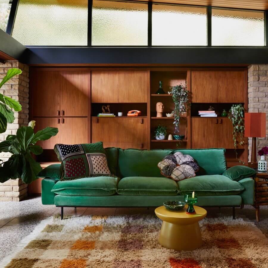 Retro Sofa : 3-Seats, Royal Velvet, Green - Image 2