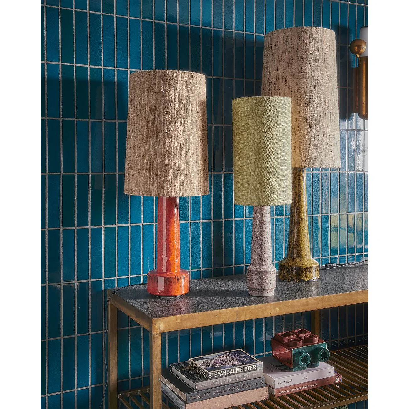 Retro Stoneware Lamp Base Brown - Image 2