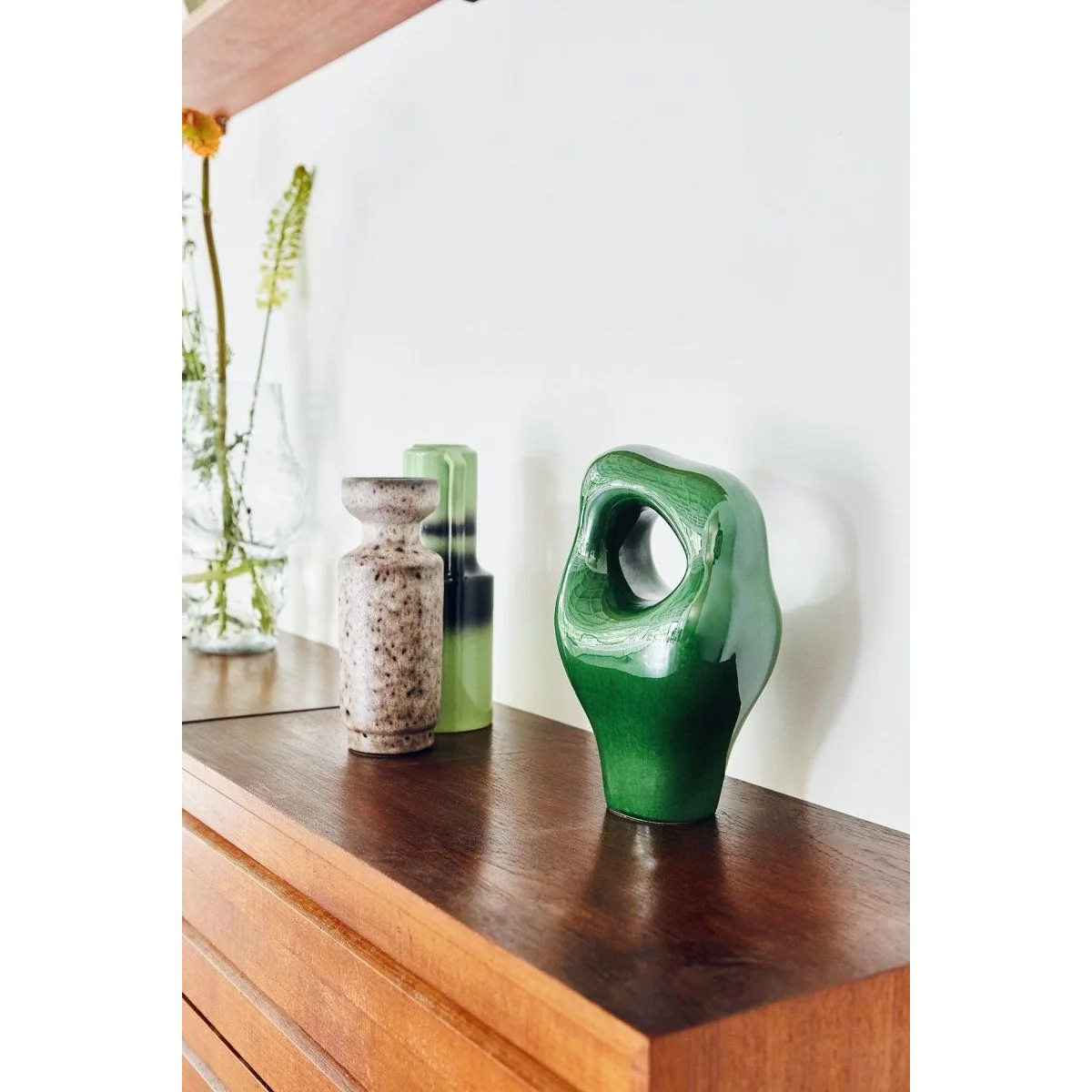 The Emeralds Ceramic Vase Green with Handle - Image 4